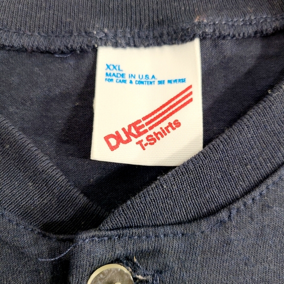 Vintage Single Stitch Henley Shirt Men's 2XL 90s Made In USA Duke T-Shirts - Picture 2 of 10